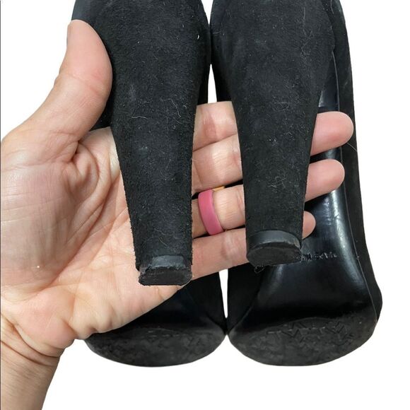 Diane Von Furstenberg Black Lasercut Angel High Heel Peep Toe Ankle Booties - Picture 7 of 13